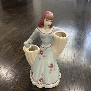 Vintage Weil Ware Spanish Woman 12” California Pottery Large Double Vase 40s 50s